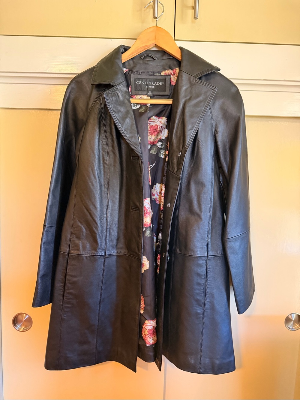 Women's Black Leather Trench Coat